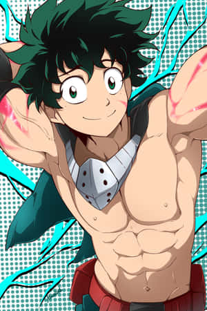 Deku_ Shirtless_ Anime_ Character_ Pose.jpg Wallpaper