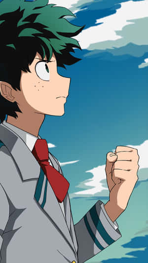 Deku Side Profile Under The Blue Sky Wallpaper