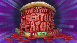 Delectable Krabby Patty On A Wooden Table Wallpaper