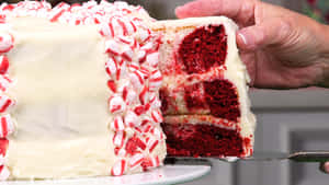 Delectable Red Velvet Cake With Cream Cheese Frosting Wallpaper