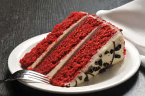 Delectable Red Velvet Cake With Cream Cheese Frosting Wallpaper