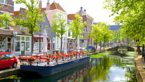 Delft Canal Summer Scenery Wallpaper