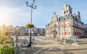 Delft City Hall Sunny Day Wallpaper