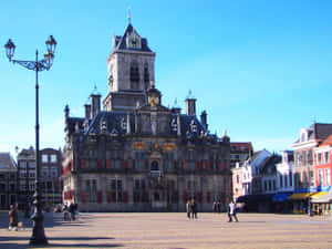 Delft City Hall Sunny Day Wallpaper