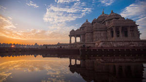 Delhi Akshardham Sunrise Wallpaper