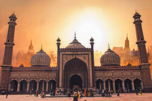 Delhi Jama Masjid Sunset Wallpaper