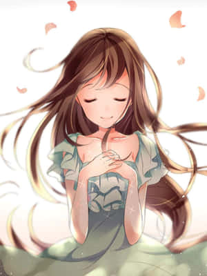 Delicate Beauty Unfolding - Timid Long-haired Girl Wallpaper