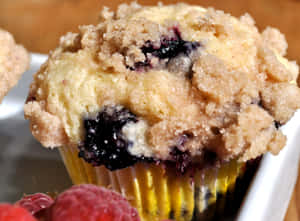 Delicious And Fresh Blueberry Muffins Wallpaper