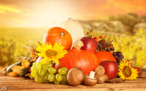 Delicious Autumn Food Spread Wallpaper