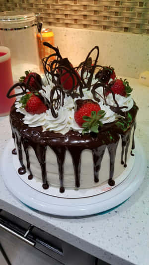 Delicious Black Forest Cake Ready To Be Enjoyed Wallpaper