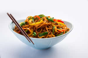 Delicious Chinese Stir-fried Noodles With Chili Wallpaper