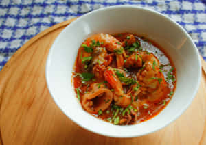 Delicious Croatian Brudet Stew With Succulent Squid And Shrimp Wallpaper