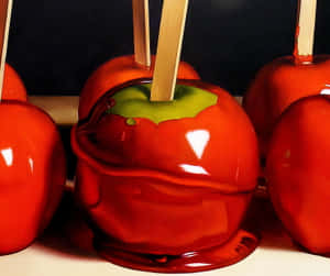 Delicious Gourmet Candy Apples On Display Wallpaper
