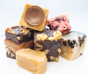 Delicious Homemade Penuche Fudge On A Rustic Table Wallpaper