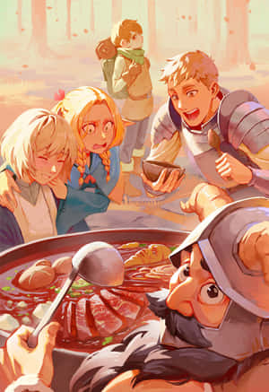 Delicious In Dungeon Adventurers Cooking Wallpaper