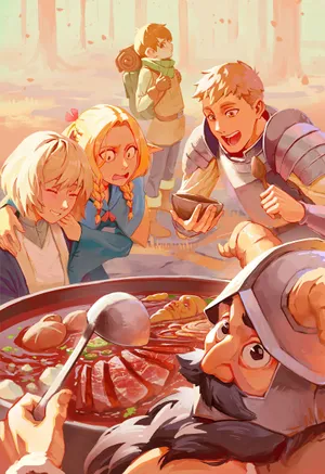 Delicious In Dungeon Adventurers Cooking Wallpaper