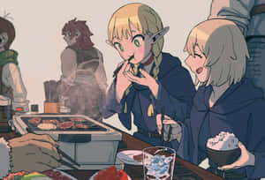 Delicious In Dungeon Anime Feast Wallpaper