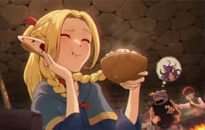 Delicious In Dungeon Elf Enjoying Meal Wallpaper