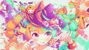 Delicious Kawaii-style Witch Treats Wallpaper