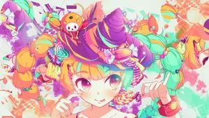 Delicious Kawaii-style Witch Treats Wallpaper