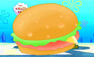 Delicious Krabby Patty On A Plate Wallpaper