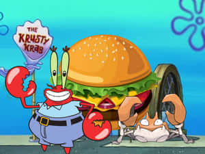 Delicious Krabby Patty Served On A Plate Wallpaper