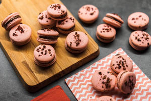 Delicious Macarons Aesthetic Pink Desktop Wallpaper