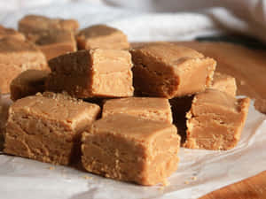 Delicious Penuche Fudge With Nuts Close-up Wallpaper