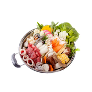 Delicious Shabu-shabu In A Stainless Steel Pot Wallpaper