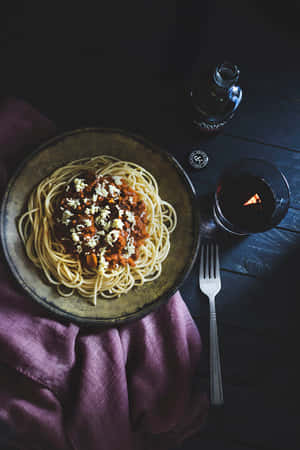 Delicious Spaghetti On A Plate Wallpaper