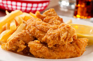 Delicious Tender Chicken And Fries Wallpaper