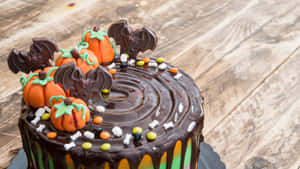 Deliciously Spooky Halloween Cake Wallpaper