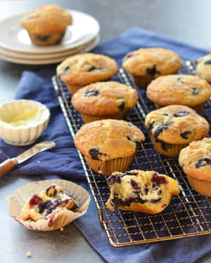 Deliciously Sweet Blueberry Muffins Wallpaper