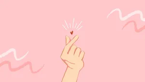 Delightful Finger Heart On Cute Pc Design Wallpaper
