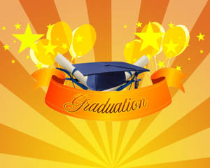 Delightful Golden Graduation Banner Wallpaper