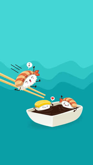 Delightful Kawaii Japanese Food Collection Wallpaper