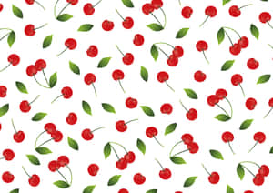 Delightful Red Cherries On A White Background Wallpaper