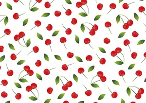 Delightful Red Cherries On A White Background Wallpaper