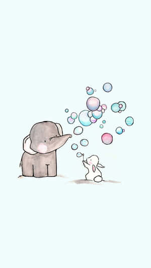 Delightfully Charming Kawaii Elephant Artwork Wallpaper