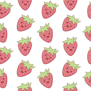 Delightfully Sweet - Pastel Cute Strawberry With Happy Face Wallpaper
