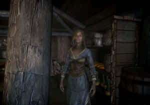 Delphine, A Blade In Skyrim, Prepares For Battle In An Ancient Nordic Environment Wallpaper