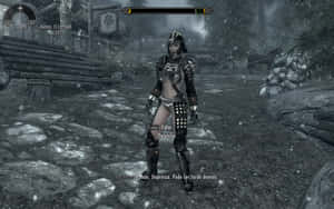 Delphine, The Blade Of The Dragonborn, In Action Within The World Of Skyrim. Wallpaper