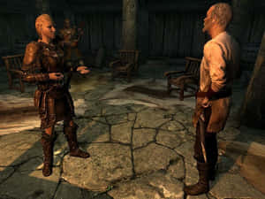 Delphine, The Blade's Spymaster, In The Rugged Terrain Of Skyrim. Wallpaper