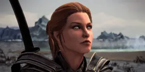 Delphine, The Dragonborn's Ally, Standing Heroically In The World Of Skyrim. Wallpaper