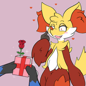 Delphox_ Receives_ Romantic_ Gift Wallpaper