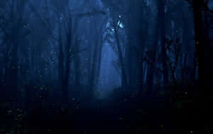 Delve Deep Into The Mystical Night Forest Wallpaper