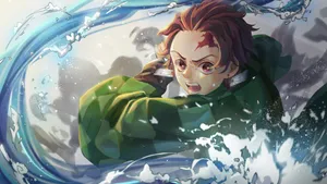 Demon Slayer Anime Kamado Tanjiro Water Breathing Style Wallpaper