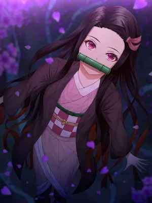 Demon Slayer Cute Nezuko Kamado High Angle Shot Wallpaper