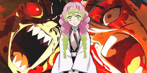 Demon Slayer Fight: Tanjiro And Inosuke Engaged In A Fierce Battle Against A Powerful Demon Wallpaper