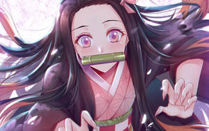 Demon Slayer Nezuko Cute Harmonica Wallpaper